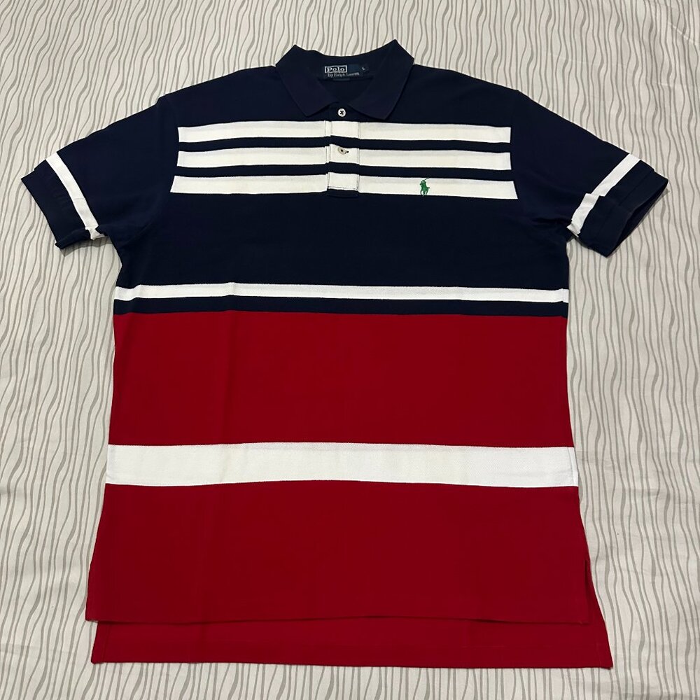 Polo Ralph Lauren Golf Shirt Men's Large Patriotic Red White & Blue America